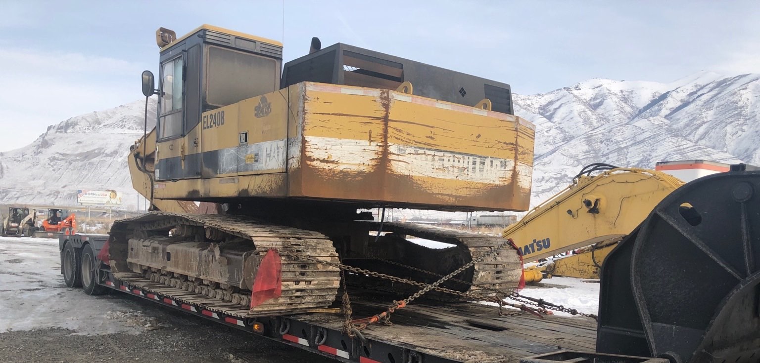 Excavator ready for auction pickup transport