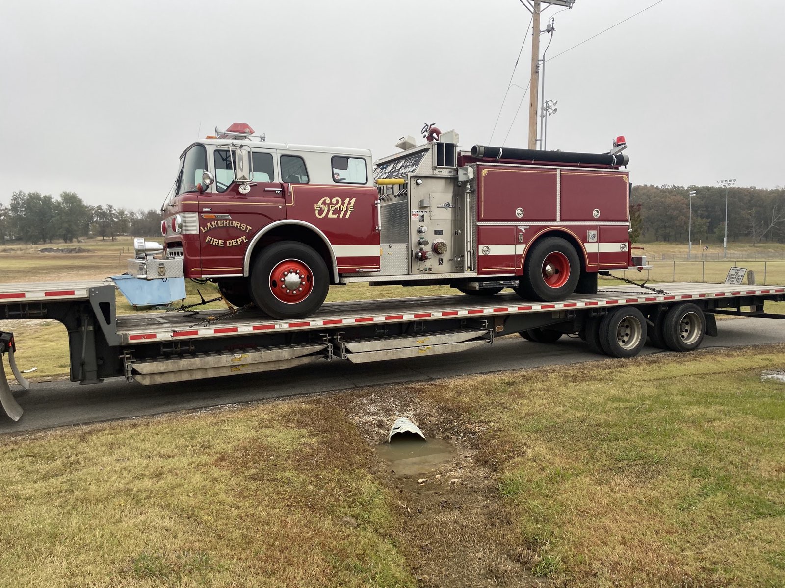 Fire truck moved by HEAT Freight